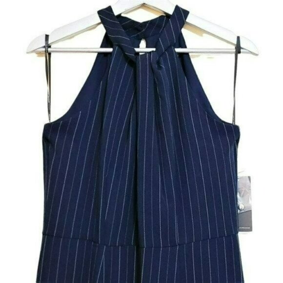 NWT JULIA JORDAN Sleeveless Twist Halter Neck Wide Leg Striped Jumpsuit - Picture 10 of 10